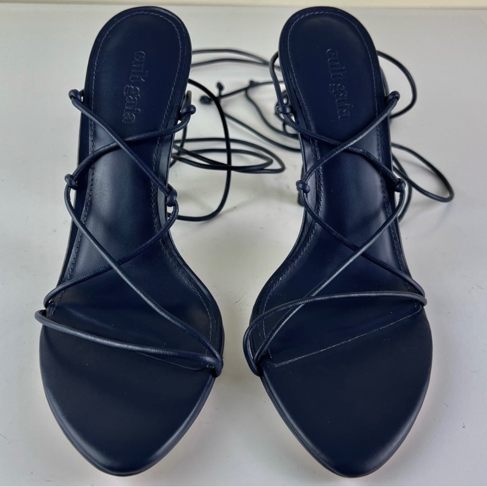 NEW CULT GAIA NAVY LEATHER STRAPPY SANDALS - Picture 10 of 14